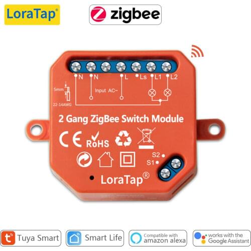 Tuya Smart Life ZigBee Switch 2 Gang Relay Module Smart Lighting Google Home Alexa Echo App Remote Control Timer Switch MQTT