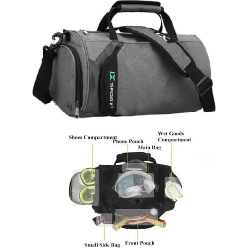 Outdoor Waterproof Men Gym Bags, Dry And Wet Separation Large Capacity Cylinder Sports Bag Shoulder Bag Yoga Travel Handbag