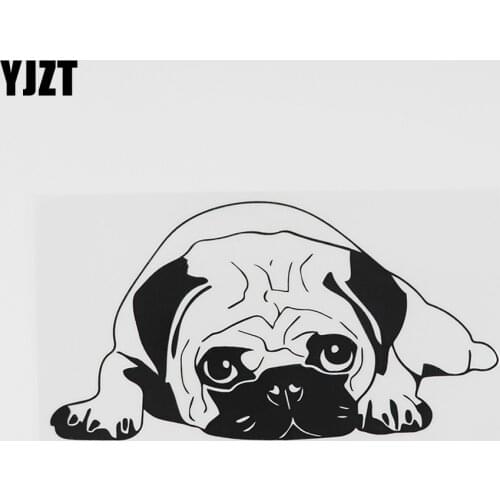 YJZT 16.6CMX9.1CM Pug Silhouette Dog Dutch Pet Decal Vinyl Car Sticker Black/Silver 8A-0628