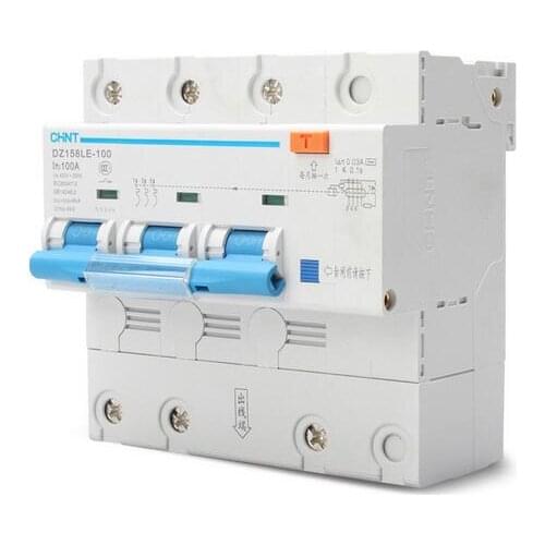 Zhengtai High Current Leakage Protector Circuit Breaker DZ158LE-100 3P 63A /80A/100A/125A