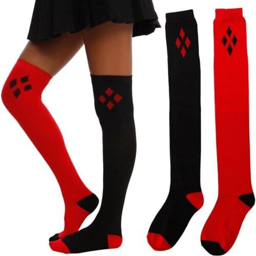 Women Thigh High Stockings Over The Knee Fashion Socks Girls Cute Knitted Cotton Long Stockings Sexy Black Red Warm Knee Socks