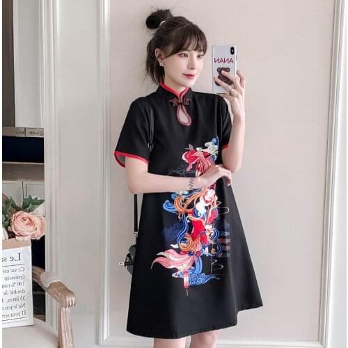 2021 Plus Size 3XL 4XL Black Party Casual Qipao Traditional Chinese Clothing Vintage Modern Improved Cheongsam Dress for Women