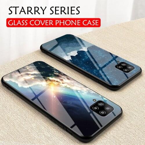Starry Sky Luxury Tempered Glass Case For Samsung Galaxy A42 A31 A21S A51 A71 Silicone Slim Shockproof Cover For Samsung A81 A90