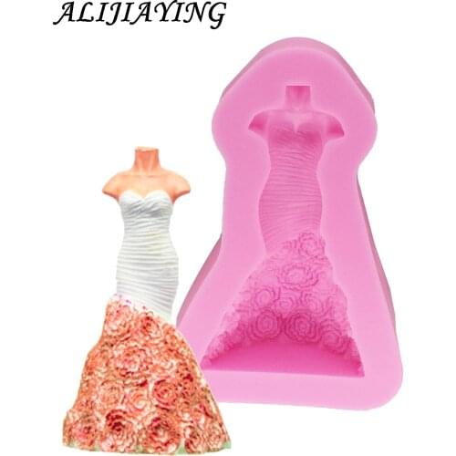 1Pcs Wedding Flower Skirt shape Silicone Mold,Sugarcraft dress Cake Decorating Tools,Fondant Chocolate Molds Cake Mould D1187
