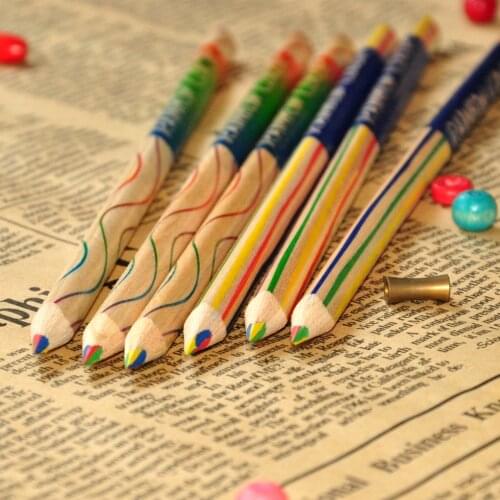 10pcs Rainbow Color Pencil 4 In 1 Colored Pencils for Drawing Stationery Drawing Office School Student Award Supplies F292