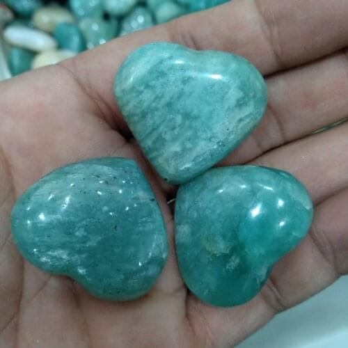 3pcs Pretty tiny gorgeous Natural amazon stone Heart Reiki healing crystal Stone