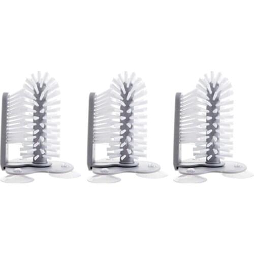 3Pcs Creative Suction Wall Lazy Cup Brush Glass Cleaning Brush Kitchen Rotating Water Cup Tea Cup Brush