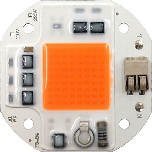 54x54mm 50W Driverless LED COB Chip with Connector 110V 220V Directly Solderless DOB for Plant Grow Lamp Light Warm Cold White