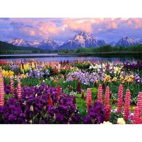 5D DIY Full Square Diamond Painting "Colorful Flower Scenic" 3D Embroidery Round Full Cross Stitch Mosaic Painting Decor Gift