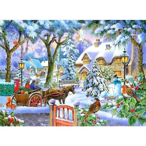 Snow house christmas 5D diy diamond painting mosaic embroidery sale Full Square Round drill craft supplies home decor