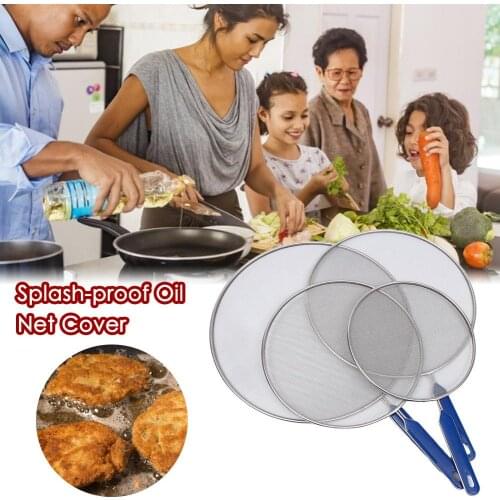 Stainless Steel Splash Screen With ABS Handle Filter Anti-splatter Grease-proof Skillet Pan Cover Cooking Tools Kichen