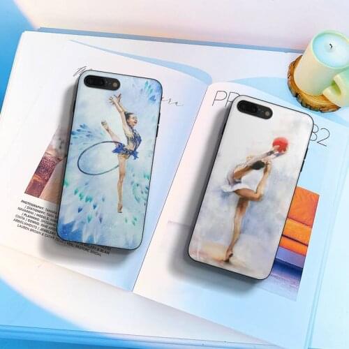 Love Gymnastics Oil Painting Phone Case Fundas Shell Cover For Iphone 6 6s 7 8 Plus Xr X Xs 11 12 13 Mini Pro Max