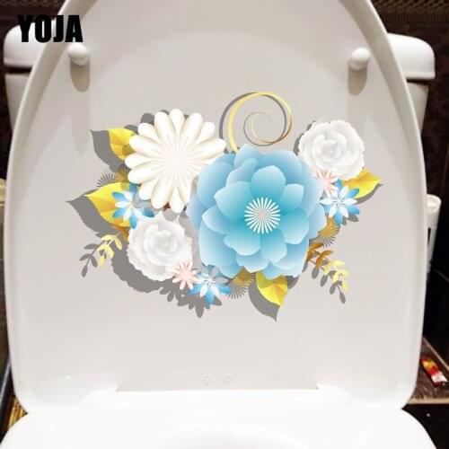 YOJA 23.3X16.8CM Cartoon Golden Fireworks Creative Toilet Sticker Home Room Wall Decor Decal T1-1877