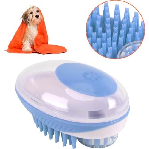 Pet Dog Bath Brush Silicone Puppy Massager Cleaning Tool Pet Supplies Easy Shampoo Dispenser Comb Pet SPA Massage Brush