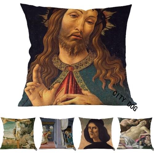 Christian Jesus Christ in the crown of thorns Painting art Cotton and linen 45*45cm square pillow Cushion cover Home sofa Decor