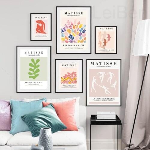 Matisse Line Canvas Painting Abstract Woman Coral Bird Wall Art Posters and Prints Nordic Modern Pictures For Living Room Decor