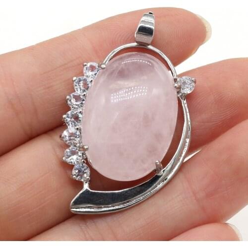 Natural Stone Pendants Oval Lapis lazuli Opal Crystal for Jewelry Making Women Necklace Earrings Gift