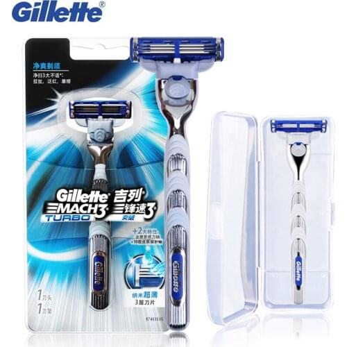 Gillette Mach 3 Turbo Shaving Razor Blades Safety Razor for Men Smooth Shaving without Irritation Face Care