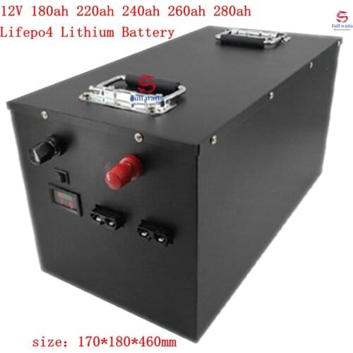 12V 180ah 220ah 240ah 260ah 280ah Lifepo4 Lithium Battery 12V Bms 4S for RV Motorhome Solar System Inverter Caravan+10A Charger