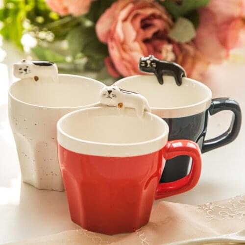 Cute Like sleeping cats ceramic cup small fresh cartoon animals coffee cup Lazy cat cups