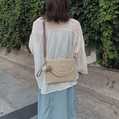 Fashion Women Crossbody Envelope Bag Elegant Straw Handbag Shoulder Bag Female Beach Holiday Crossbody Bag