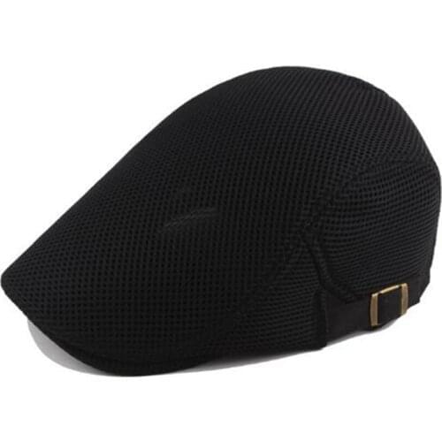 Men Berets Military Beret Mesh Sun Hats Dad Hat Breathable Hat Grass Yarn Flat Cap Adjustable Peaky Blinder Beret Solid Summer