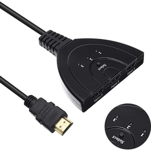 Switch Splitter Cable HDMI-compatible 3 Ports Mini Switcher Cable Mini 3 Port Splitter Adapter 3 Port Splitter Cable Converters