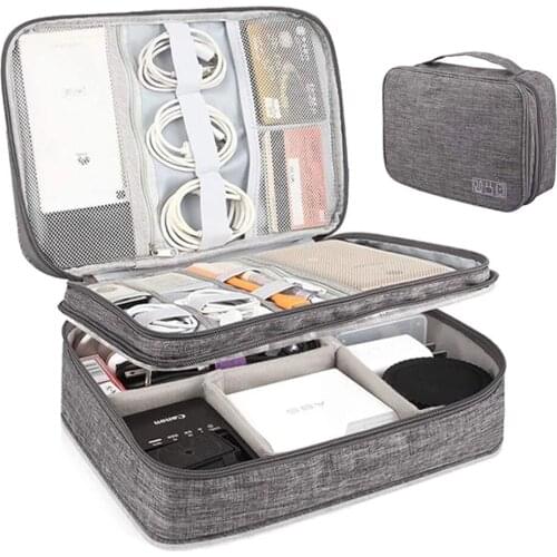 Portable Cable Organizer Bag Travel Carrying Cable Storage Box Case for Digital USB Charger Power Bank Electronic Accessories