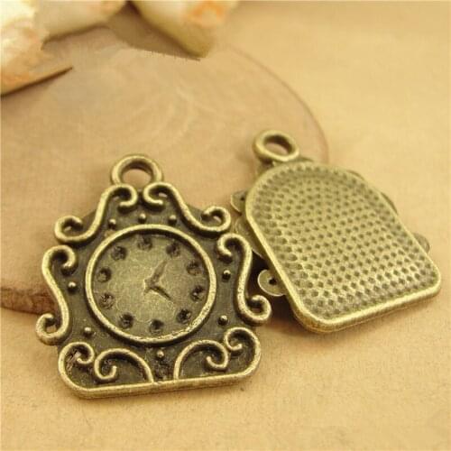 RONGQING 30pcs/lot Retro clock Charms Antique Making pendant fit DIY bracelet necklace 29*24MM