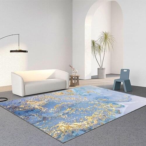 Nordic Light Luxury Abstract Blue Gold Sea Water Carpet For Living Room Anti-slip Kitchen Large Area Rug Bedroom Bedside Mat Hom