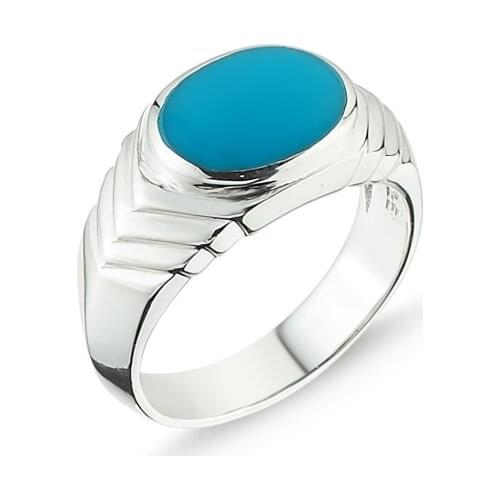 Silverlina Silver Turquoise Cabochons Male Child Ring