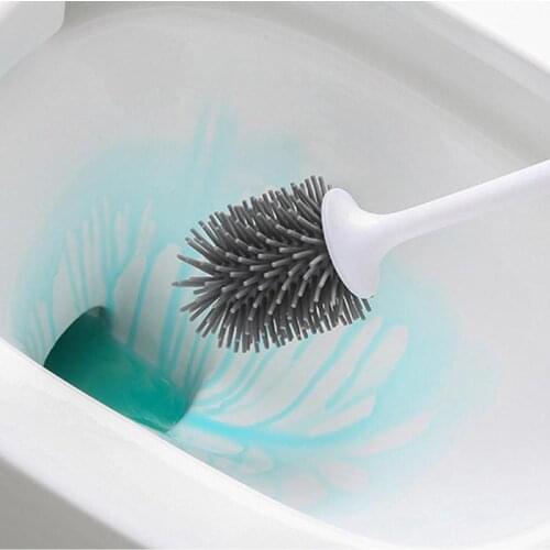 Rubber Head Long Handle Toilet Brush With Holder Base Household Bathroom Cleaning Brush Wall Mounted Toilet Brushes