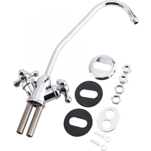 Robinet Salle de bain 1/4'' Zinc Alloy Double Faucet Plated Reverse Osmosis Drinking Water Filter Kitchen Tap