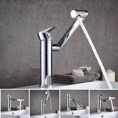 360 Rotation Basin Faucet Modern Bathroom Mixer Tap Brass Washbasin Faucet Single Handle Single Hole Elegant Crane For Bathroom