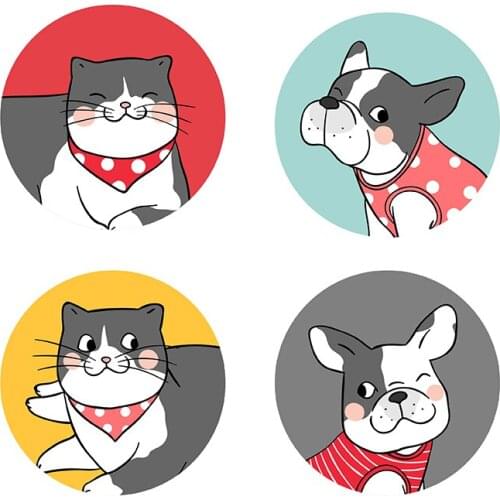 Three Ratels QC448 Cute cartoon Pets wall stickers for bathroom Kitchen refrigerator decoration stickers car stickers