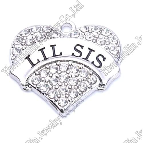 Vintage Antique Silver Plated Crystal Heart South American Style LIL SIS Pendant