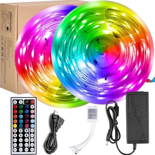 Waterproof Led Strip Lights 32.8ft Flexible Color Change RGB with 44 Keys Remote Controller and 12volts Power Supply