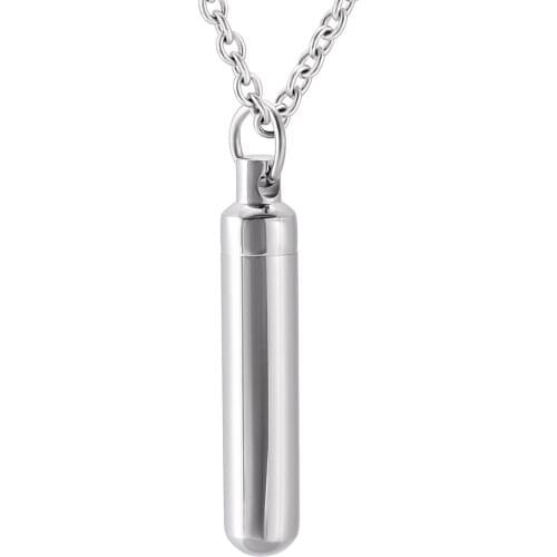 Waterproof Capsule Pendant Necklace Stainless Steel Cremation Urn Jewelry Ashes Pill Filler Kit-Engraveable