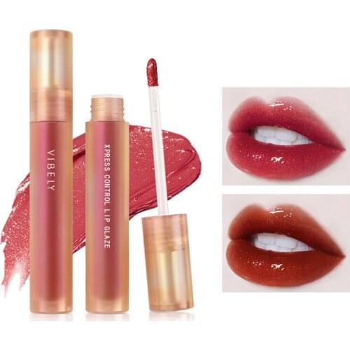 Mirror Glossy Lip Glaze Long Lasting Moisturizing Non Sticky Plumping Glitter Private Label Lipstick Sexy Red Lip Tint
