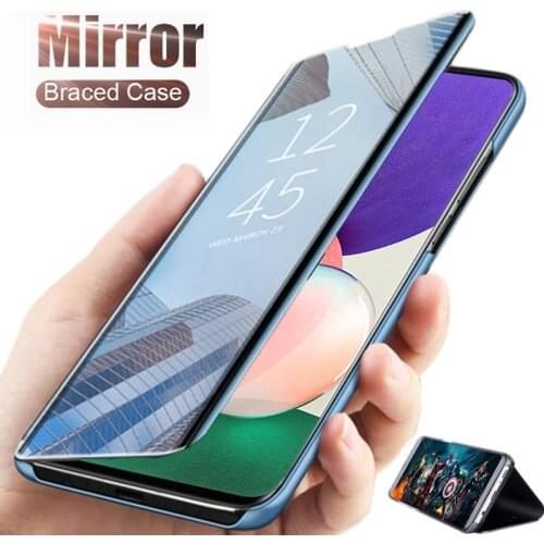 For Samsung Galaxy A22 A32 A52 A52s A72 5G Mirror leather Stand Phone Case For Samsung M32 M62 F62 Smart Mirror Flip Cover