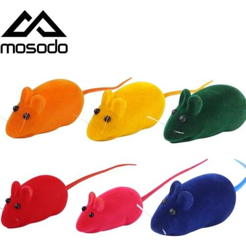 Mosodo Silicone Cat Toy Mouse Funny Squeak Flocking Mouse Pet Cat Toys Mini Funny Playing Toys for Cats Toy Electronic Mouse