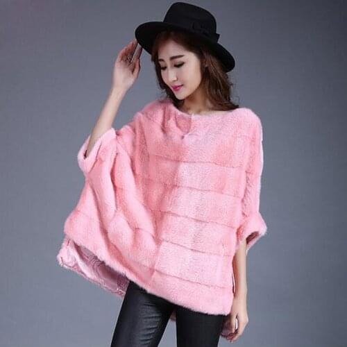 2017 Luxury women 100% natural mink fur jacket brand top quality lady real mink fur coat batwing sleeve loose style TU144-053