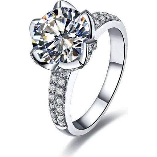 3Carat Lotus Flower Style Test Positive Certified Moissanite Famale Au750 Gold Ring Simulate Diamond Test Positive