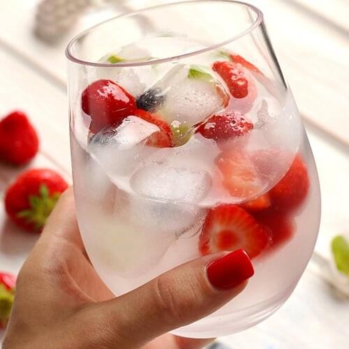 4PCS/Set Shatterproof Plastic Wine Glass Unbreakable PCTG Red Wine Tumbler Cups Reusable Transparent Fruit Juice Beer Cup 500ML