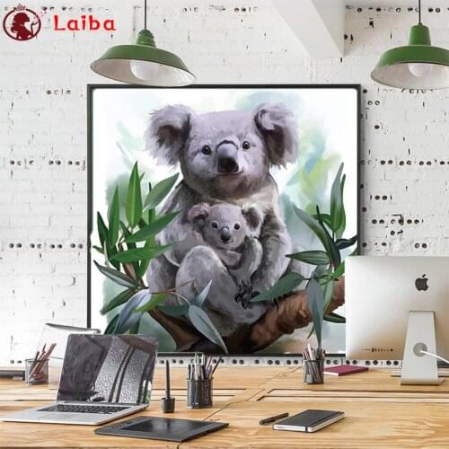 5D DIY diamond painting Abstract animal art, koala and baby koala cross stitch diamond Emeroidery mosaic painting home decor
