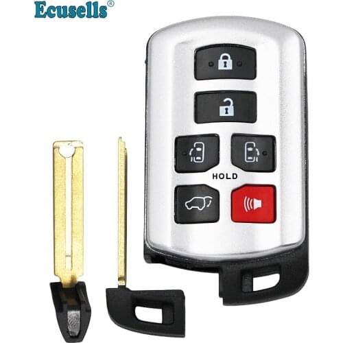 6 buttons Replacement Smart Remote key shell case fob for TOYOTA SIENNA 11-17 with uncut small key