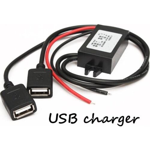 Autoleader 12V to 5V Dual USB Power Adapter Converter Cable Module Power Connector Car Charger For Dual USB Output