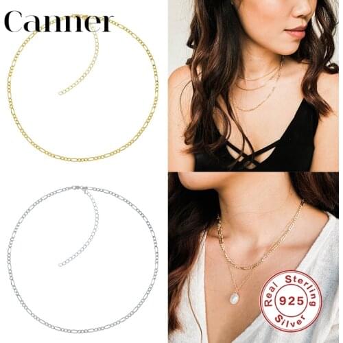 Canner 925 Sterling Silver Choker Necklaces For Women Clip Shape Metal Chain Clavicle Necklace Sterling Silver Jewelry Collar W5