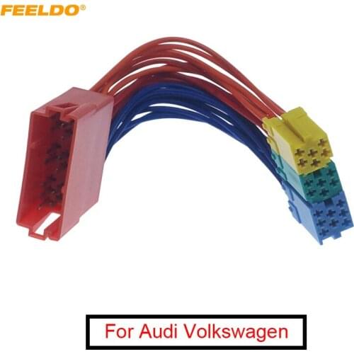 5Pcs Car 20Pin Stereo Audio Plug Wiring Harness Adapter For Audi Volkswagen CD Radio Female To Male Original Head Units Cable