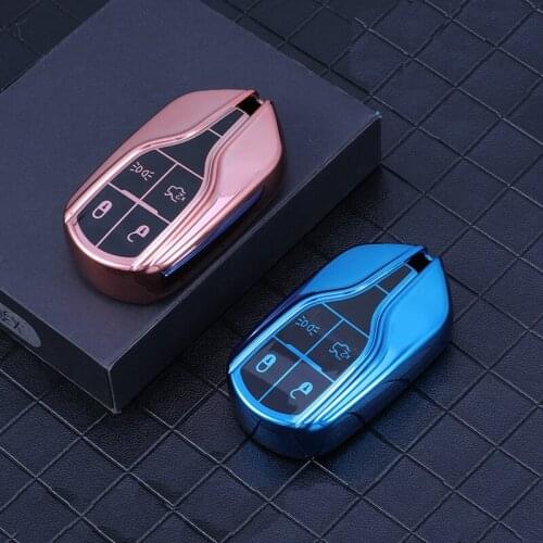 Car Key Cover Protection Case TPU For Maserati Ghibli Quattroporte Replacement 4 Buttons Car Accessories Keychain Keyring Covers